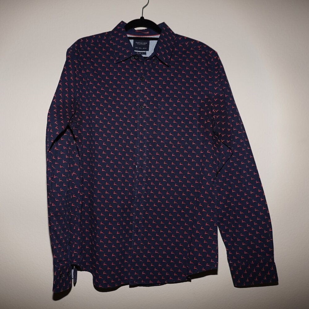 EUC - Cactus Man Long Sleeve Collared Button-Up Shirt - Size L